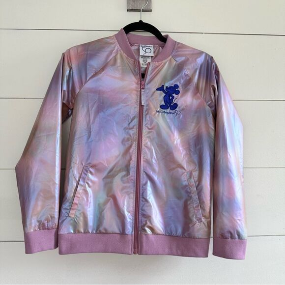 Disney Girls XL Kids Mickey Mouse Earidescent Varsity Jacket 50th Anniversary